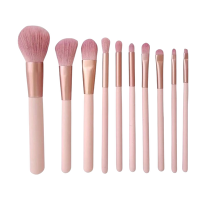 Set de Brochas Maquillaje de 10 Piezas Rosado con Estuche RubyFace