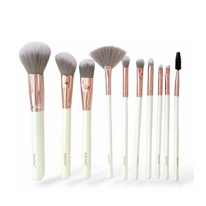 Set de Brochas Maquillaje de 10 Piezas Blanco con Estuche RubyFace