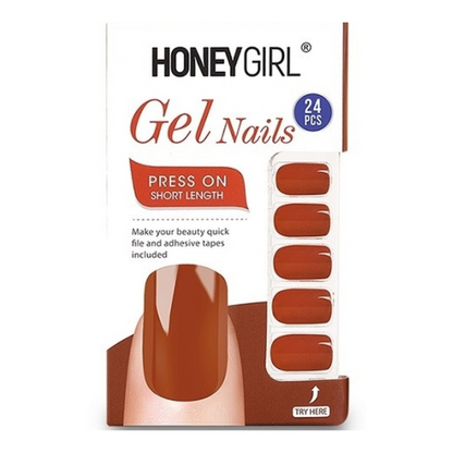 Uñas Postizas Gel Nail 24 Piezas HoneyGirl Rojo