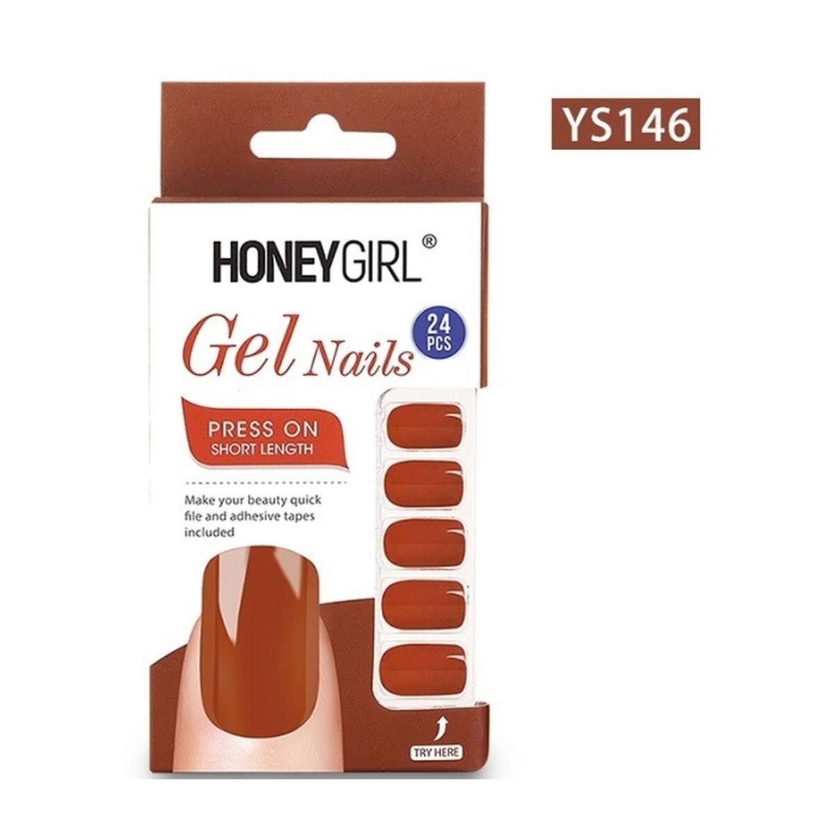 Uñas Postizas Gel Nail 24 Piezas HoneyGirl Rojo