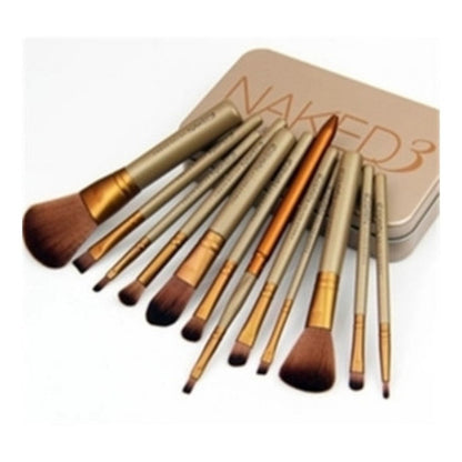 Set Brochas Pinceles 12 Piezas Naked 3 Maquillaje Dorada Gms