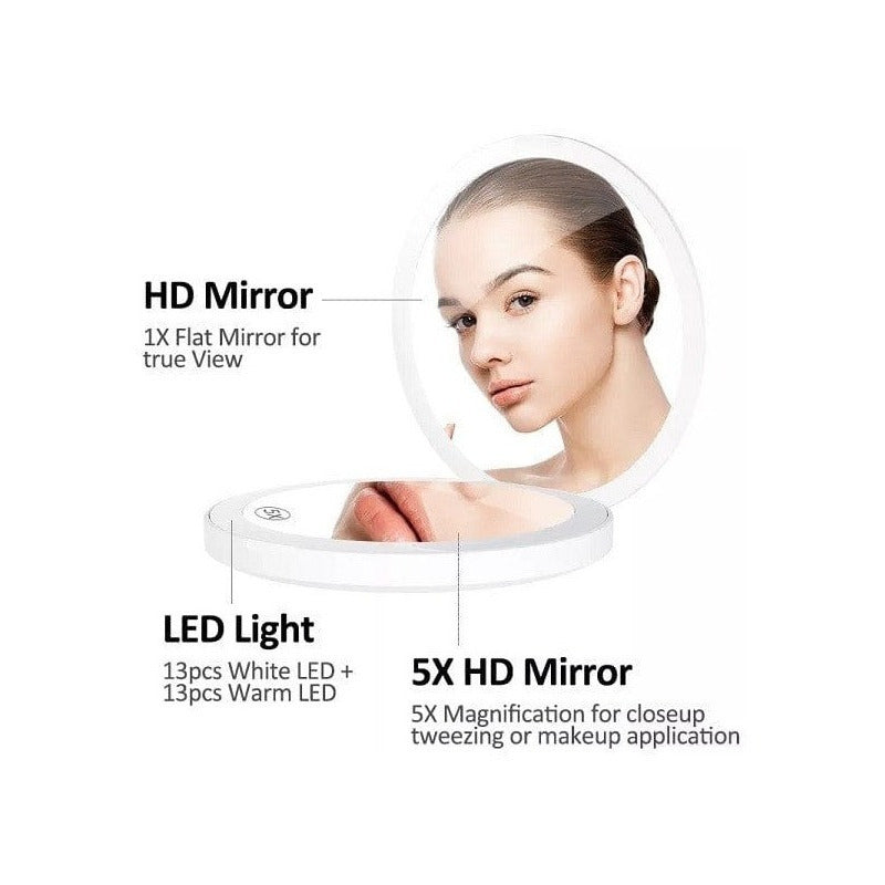 Espejo Luz Led Portátil Maquillaje C/aumento Usb Bateria Gms