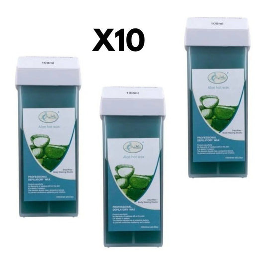 Pack 10und Cera Depilatoria Roll-on Repuesto 100g Aloe Gms