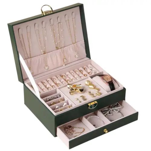 Joyero Organizador de 2 Capas Verde Gms - Imagen 2