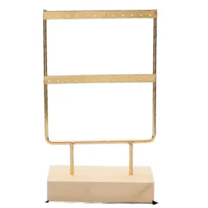 Organizador de Aretes Dorado con Base de Madera Pequeño Gms