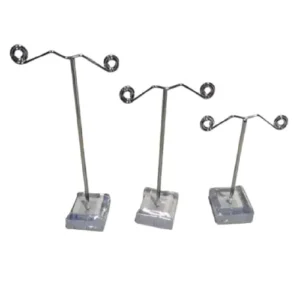 Pack de 3 Porta Aros Metálico con Base Acrílica Gms