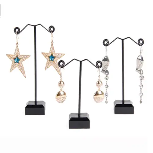 Pack de 3 Porta Aros Metálico con Base Acrílica Negro Gms - Imagen 3